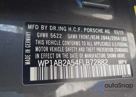 2015 Porsche Macan S from USA, damaged, VIN WP1AB2A54FLB72882